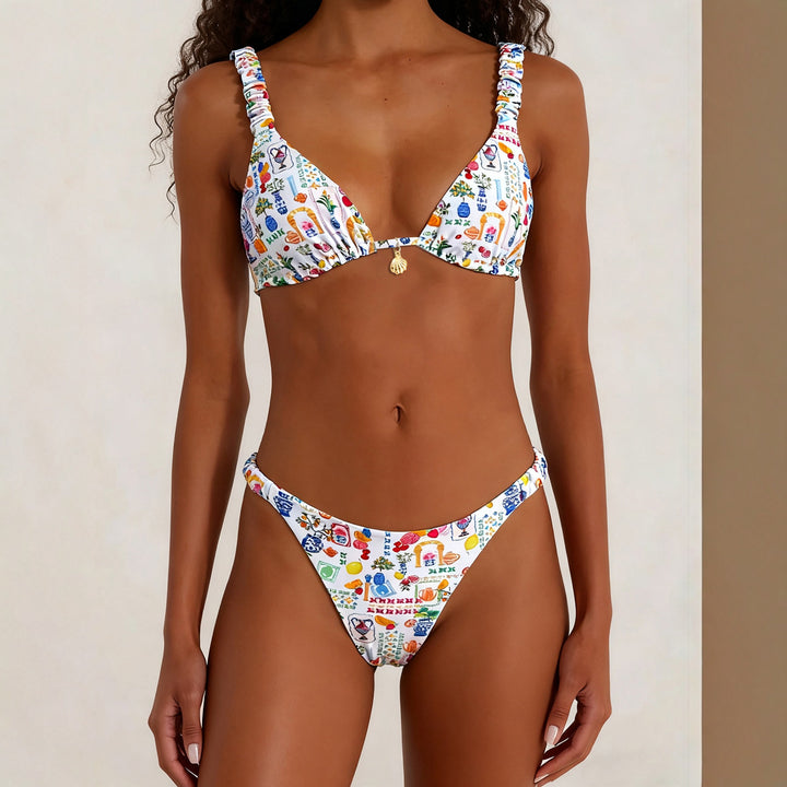 Damen Triangel-Bikini mit dekorativen Rüschen Drune