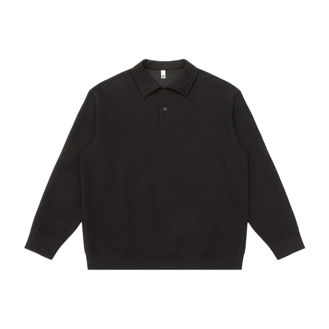 Unisex Waffelstrick-Poloshirt mit Polokragen und Halbknopfleiste Drune