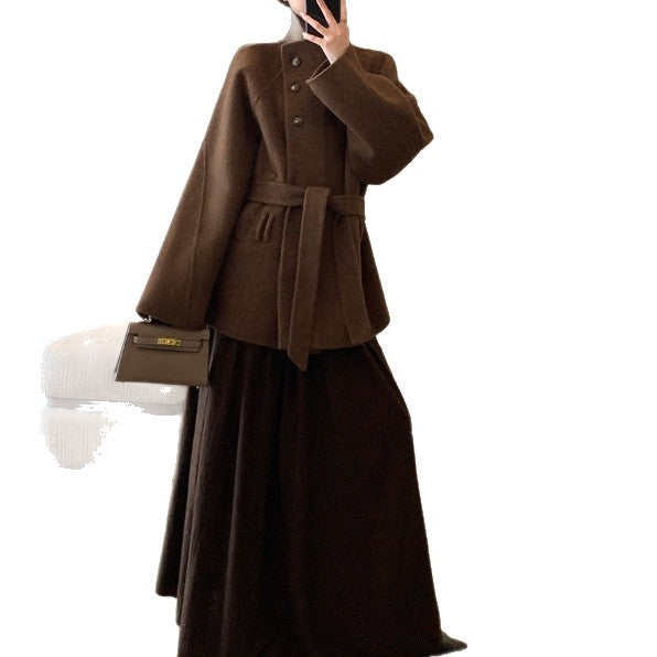 Damen Modischer und eleganter Wollmantel Drune