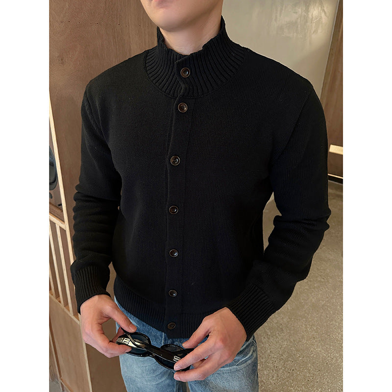 Herren Strickjacke mit Stehkragen und Knopfleiste Drune