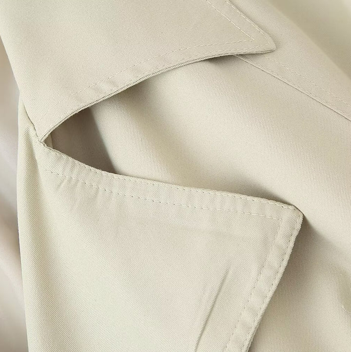 Damen lässige Trenchjacke mit praktischer Bindeschlaufe und elegantem Revers Drune