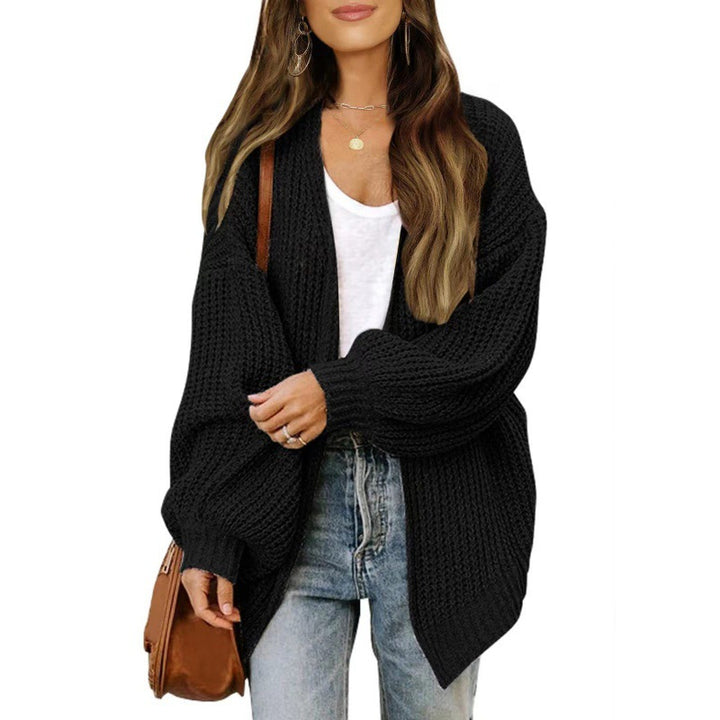 Damen luftige Strickjacke mit oversized Passform und tiefem V-Ausschnitt Drune