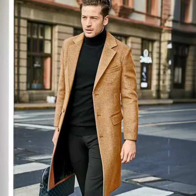 Herren eleganter und moderner Langmantel mit strukturiertem Obermaterial Drune