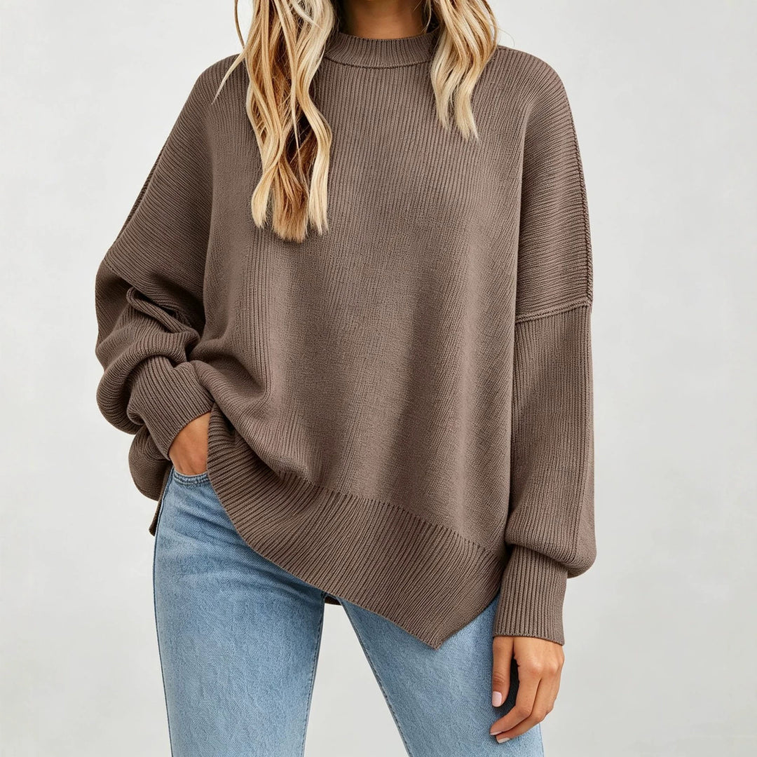 Damen Kastiger Feinstrickpullover mit asymmetrischem Zipfelsaum Drune
