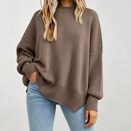 Damen Kastiger Feinstrickpullover mit asymmetrischem Zipfelsaum Drune