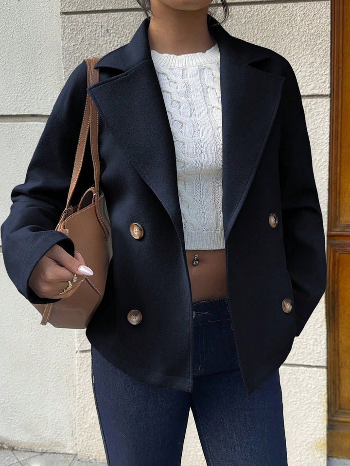 Damen Kurzblazer im Doppelreiher mit weitem Revers Drune