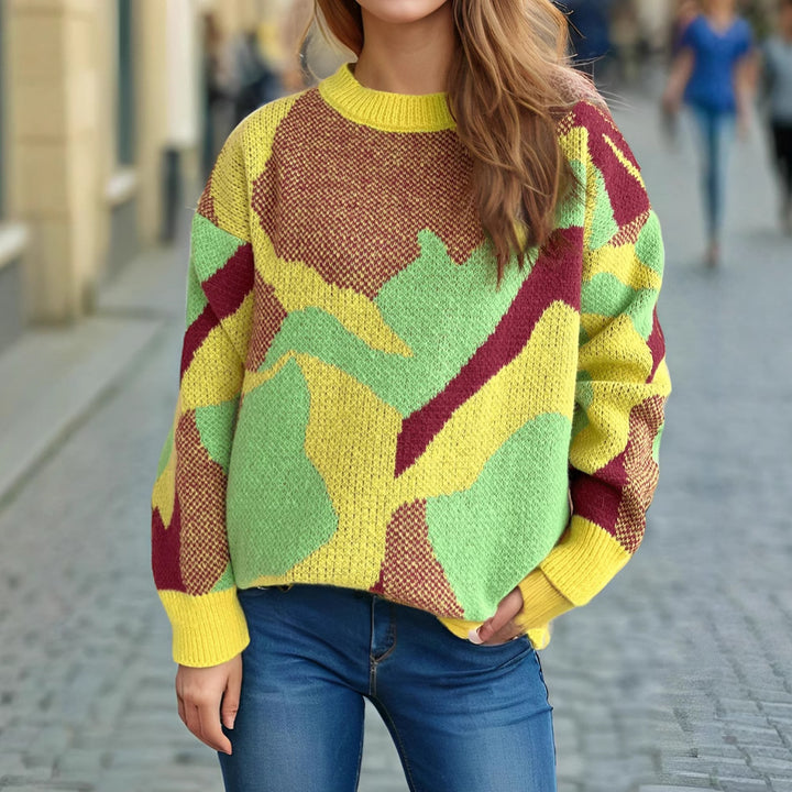 Damen modischer Pullover mit expressivem Muster und lässigem Schnitt Drune