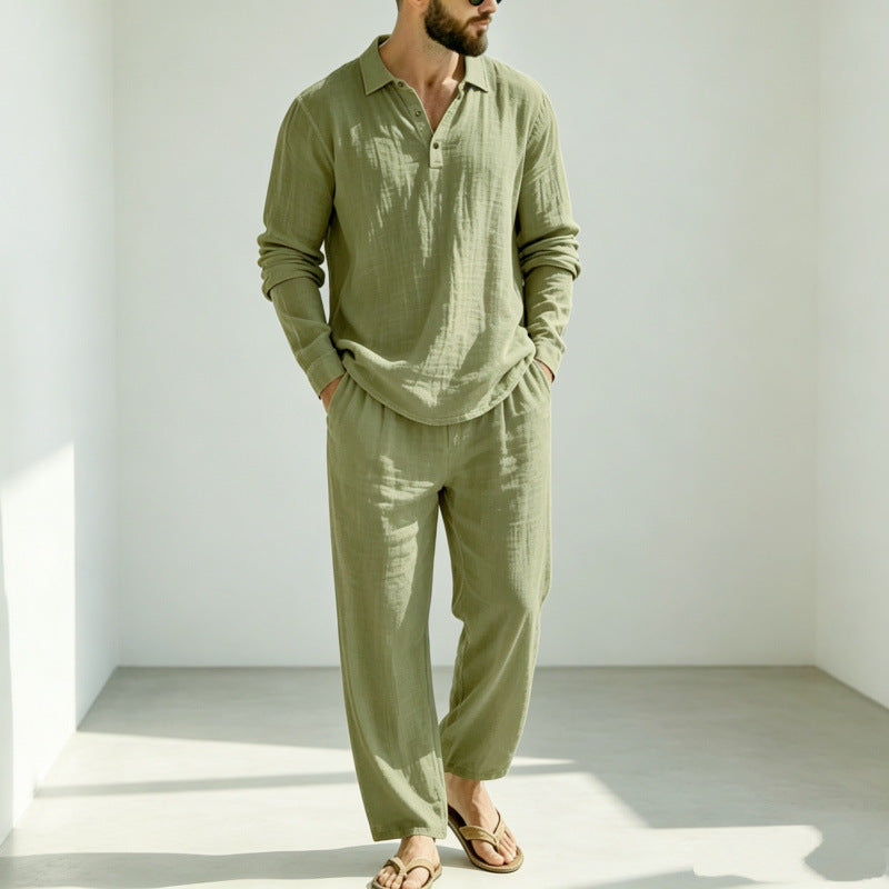 Herren Lässiger Leinen Pyjama Drune