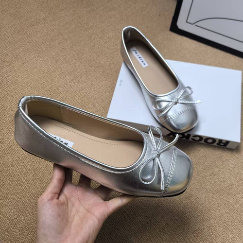 Damen Ballerinas mit elegantem Glanz und verspieltem Schleifendetail Drune
