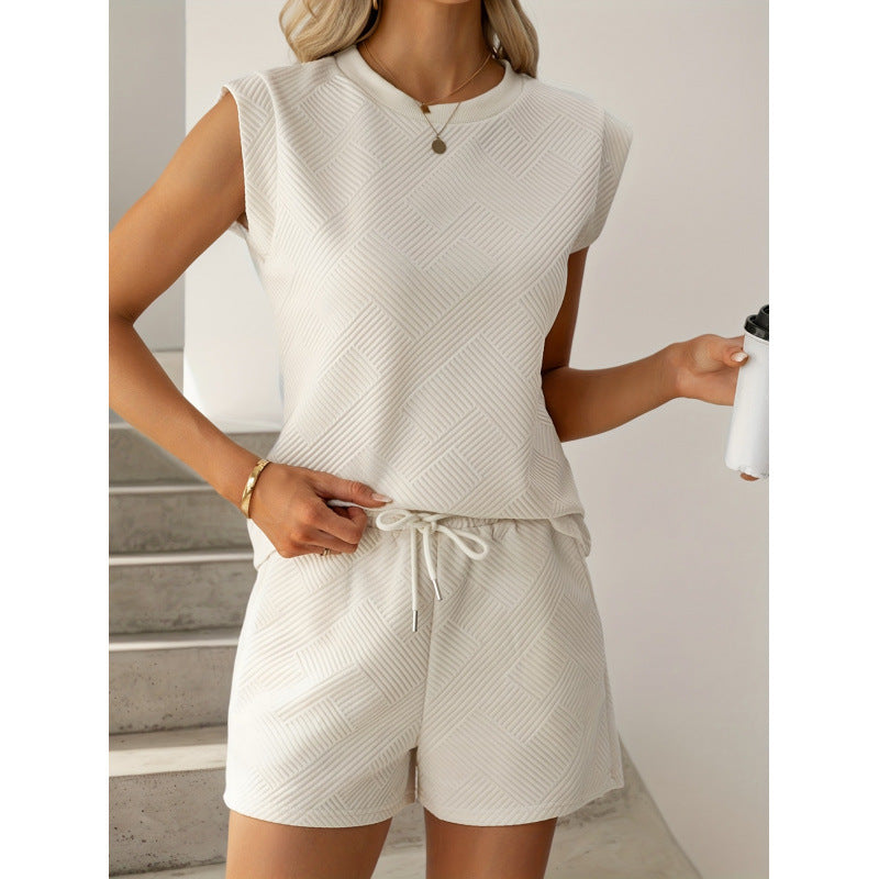 Damen Kurzarm-Overall mit Rüschendetails und Bindegürtel Drune