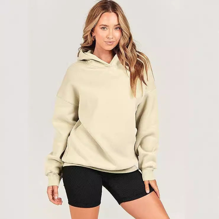 Damen lässiger Kapuzenpullover mit extragroßem Schnitt und weichem Fleece-Material Drune