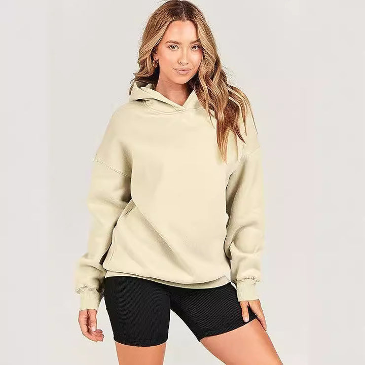 Damen lässiger Kapuzenpullover mit extragroßem Schnitt und weichem Fleece-Material Drune