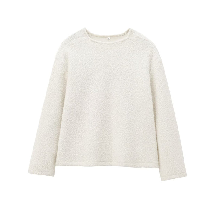 Damen nan kuscheliger Bouclé-Pullover mit Rundhalsausschnitt und entspannter Oversize-Silhouette Drune