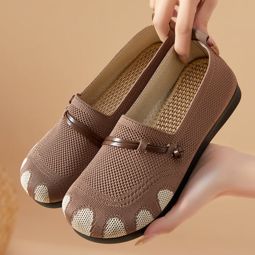 Damen nan gestrickter Komfort-Slipper mit Zehenoptik, elastischem Einstieg und stoßdämpfender EVA-Sohle Drune