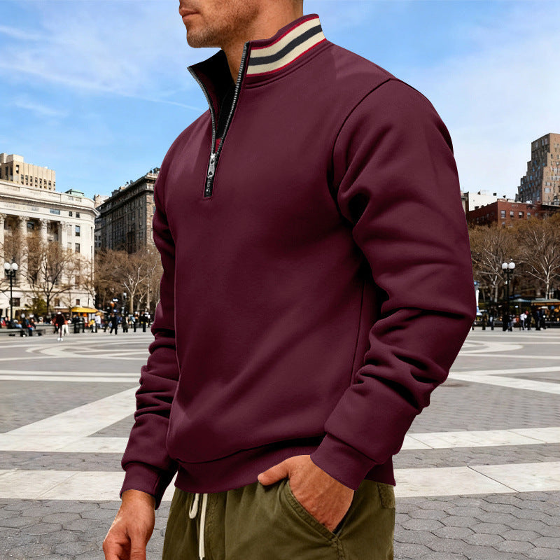 Herren nan Halbzip-Sweatshirt mit sportivem Ringkragen und weichem Fleece-Innenfutter Drune