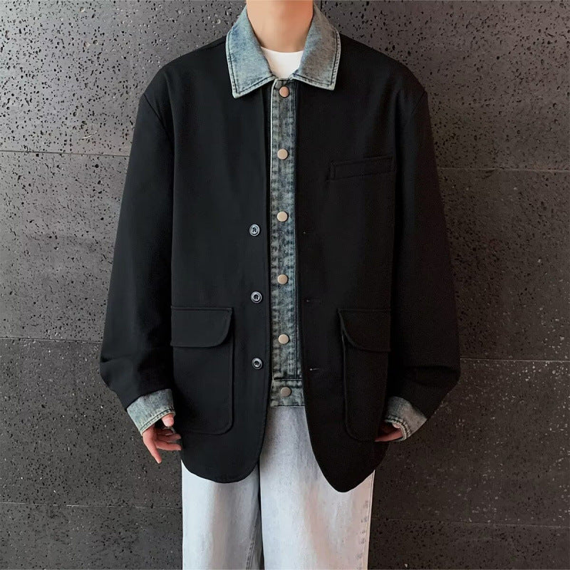 Herren Oversized Sakkojacke mit aufgesetzten Pattentaschen Drune