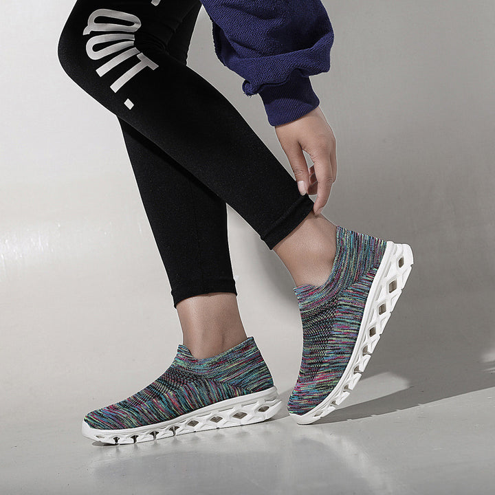 Unisex Leichter Slip-On Strick-Freizeitschuh mit wabenförmiger Hohlkammer-Sohle Drune