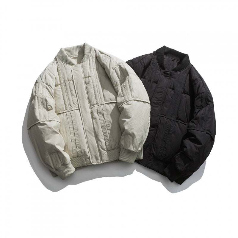 Unisex Boxy wattierte Bomberjacke mit Rippenbündchen und kastiger Silhouette Drune