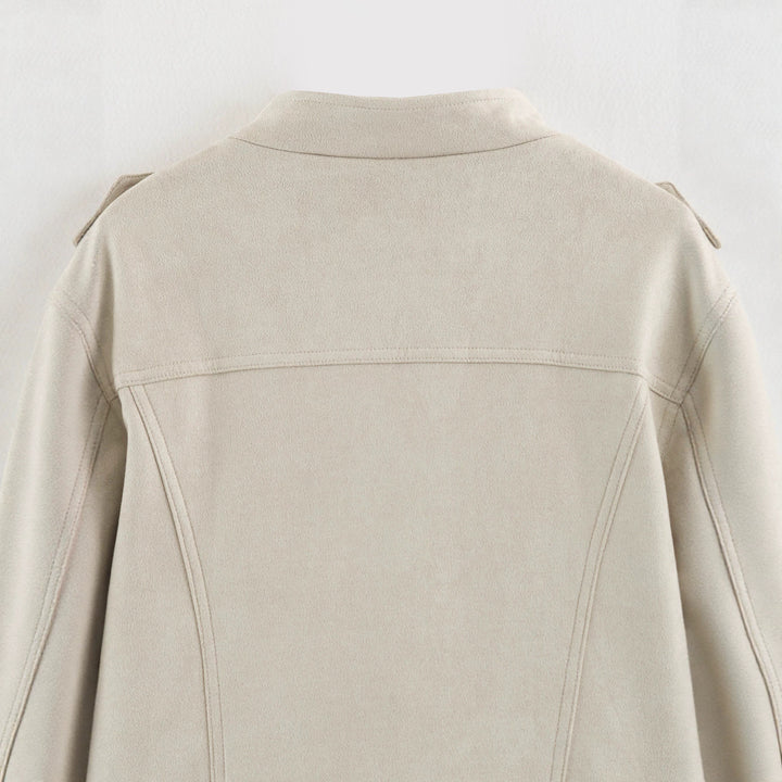 Damen Kurze Military-Jacke mit Zierknopfleiste und Stehkragen Drune