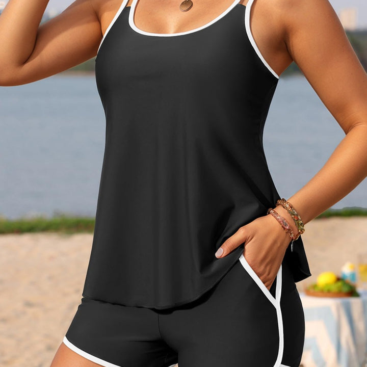 Damen Sportliches Tankini-Set mit weichen Trägern und modischen Shorts Drune