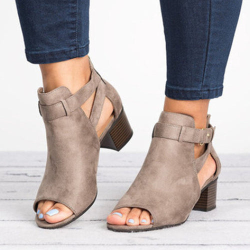 Damen Offene Absatzsandalen mit modischen Riemchen und stabiler Laufsohle Drune
