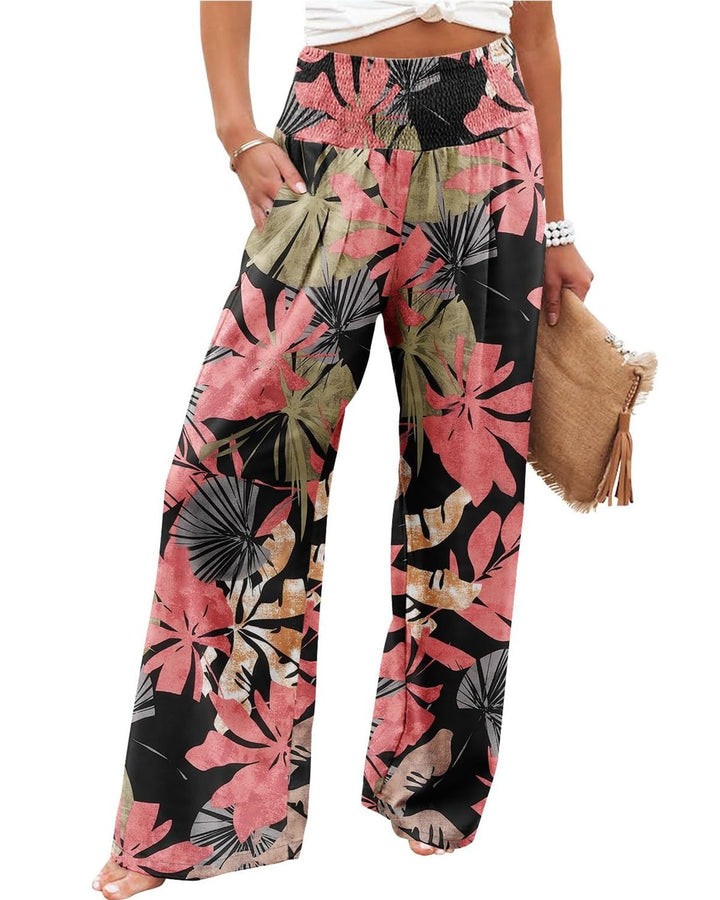 Damen Palazzo-Hose mit elastischem Bund und floralem Muster Drune