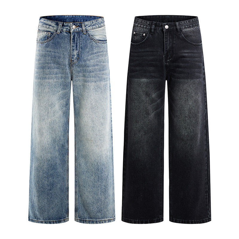 Damen Hochgeschnittene Palazzo-Jeans aus Denim mit Vintage-Waschung Drune
