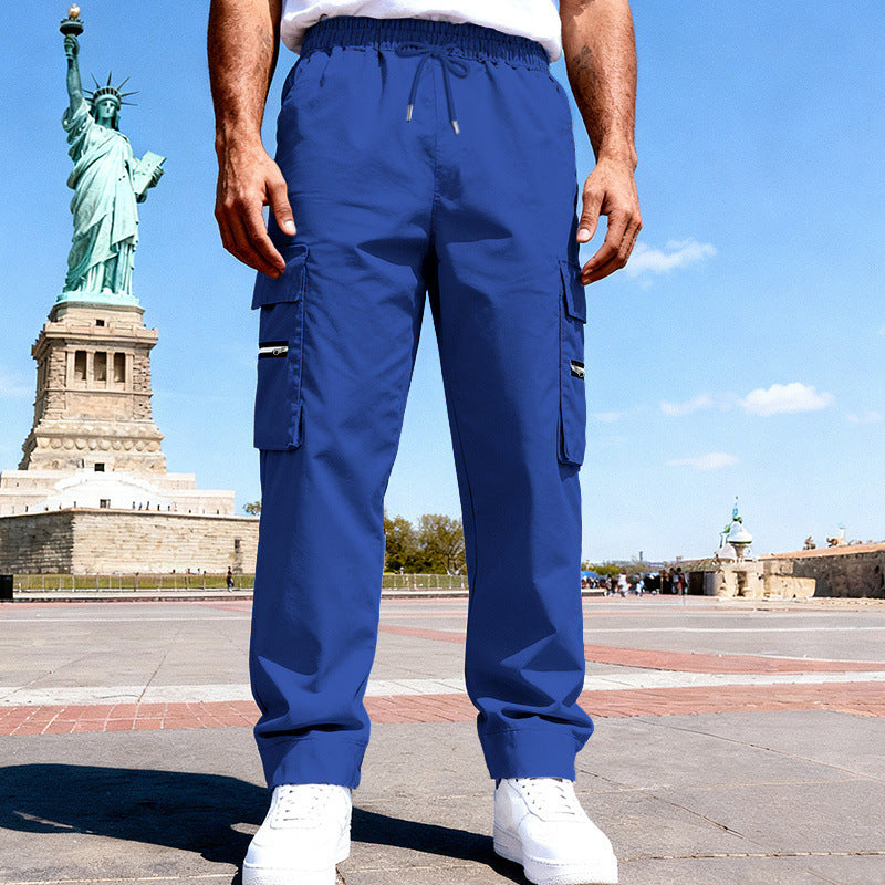 Herren Cargo-Freizeithose mit elastischem Bund, Tunnelzug & Zip-Taschen Drune
