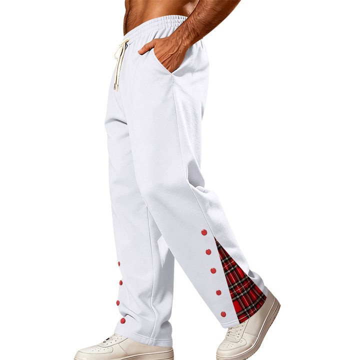 Herren Lockere Jogginghose mit Karo‑Einsatz und Druckknopf‑Details Drune