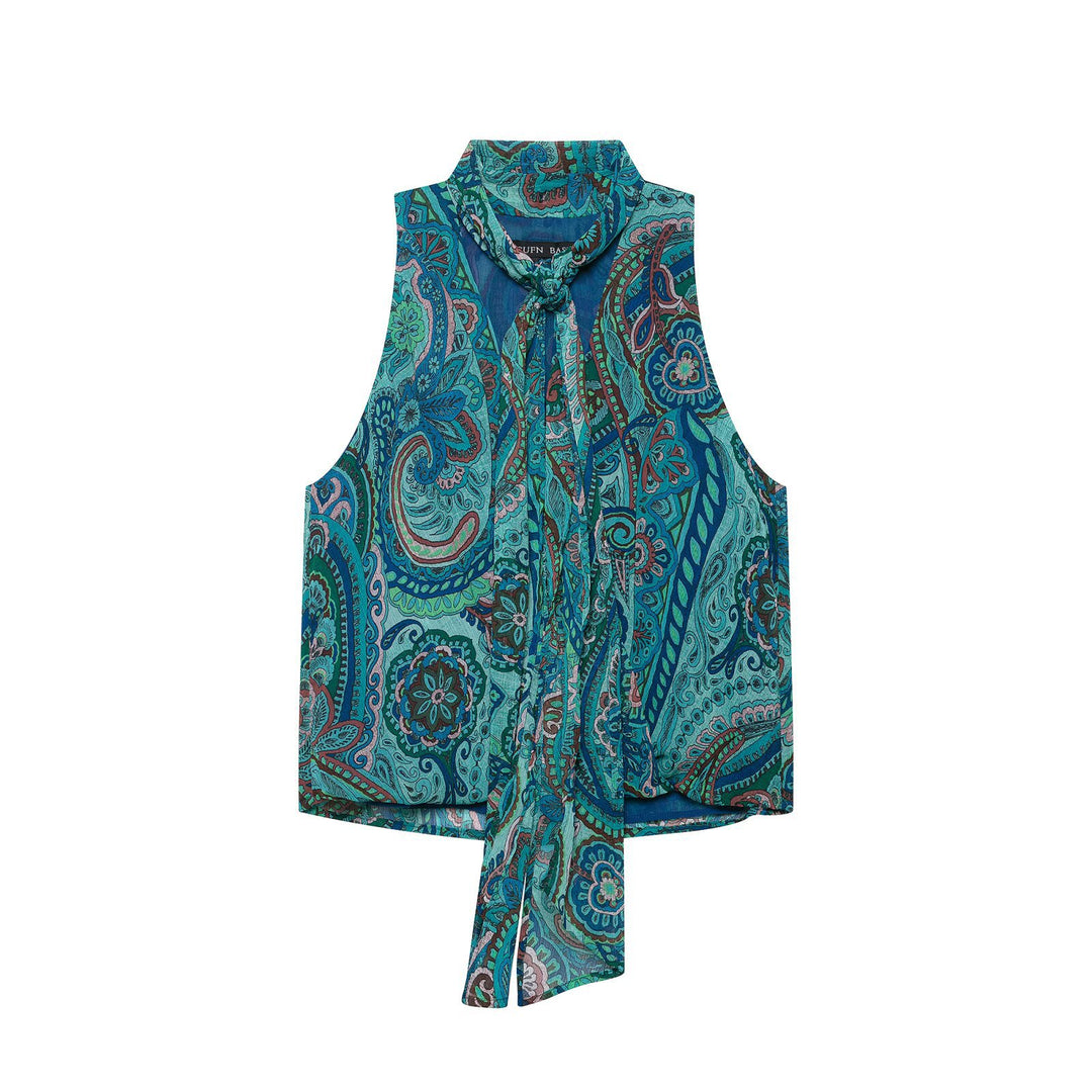 Damen Maxirock mit Paisley-Print, leichtem Fall, Plissee-Details und Taillengürtel Drune