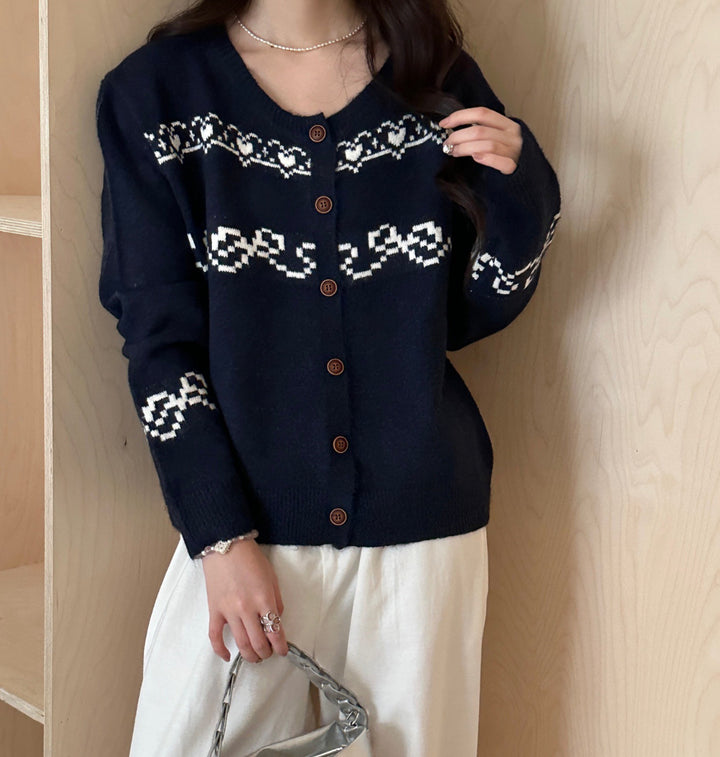 Damen Kuscheliger Strickcardigan mit einzigartigem Muster Drune