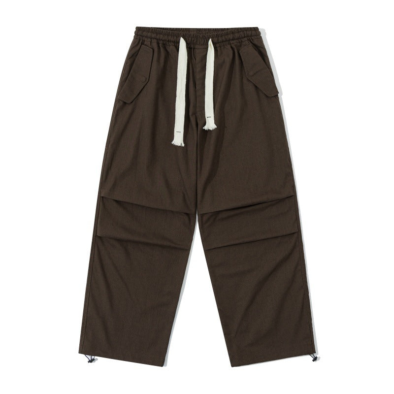 Unisex Weite Utility-Cargohose mit elastischem Bund, Kordelzug und verstellbarem Saum Drune