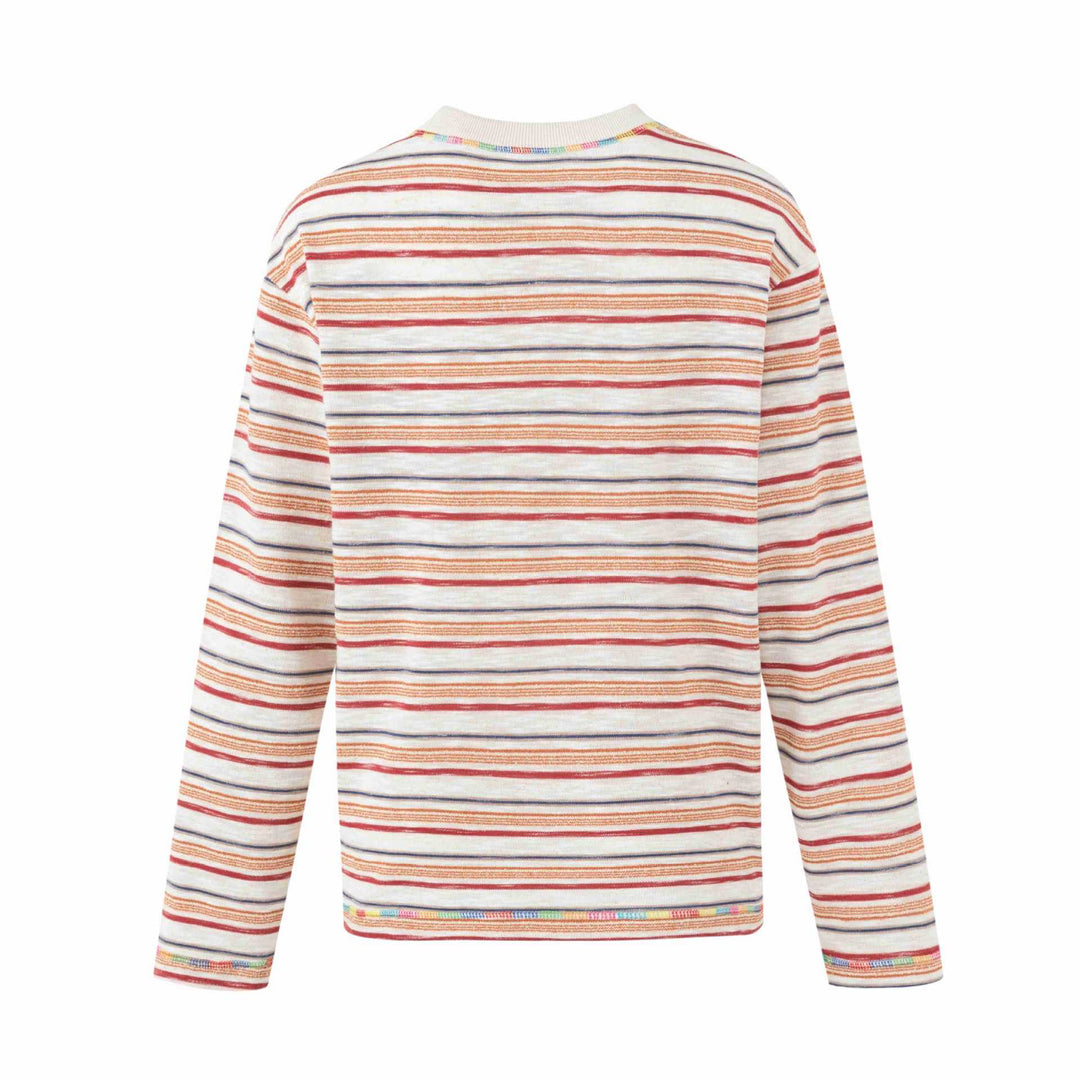 Damen Leichtes gestreiftes Langarm-Strickshirt mit Rundhalsausschnitt Drune