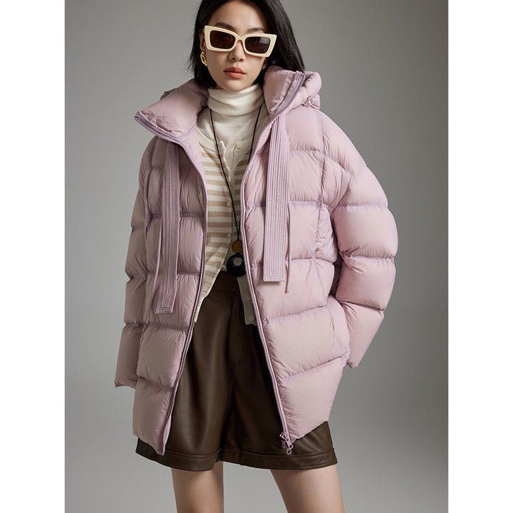 Damen Boxy-Steppjacke mit übergroßem Thermokragen und dekorativen Kordel-Details Drune