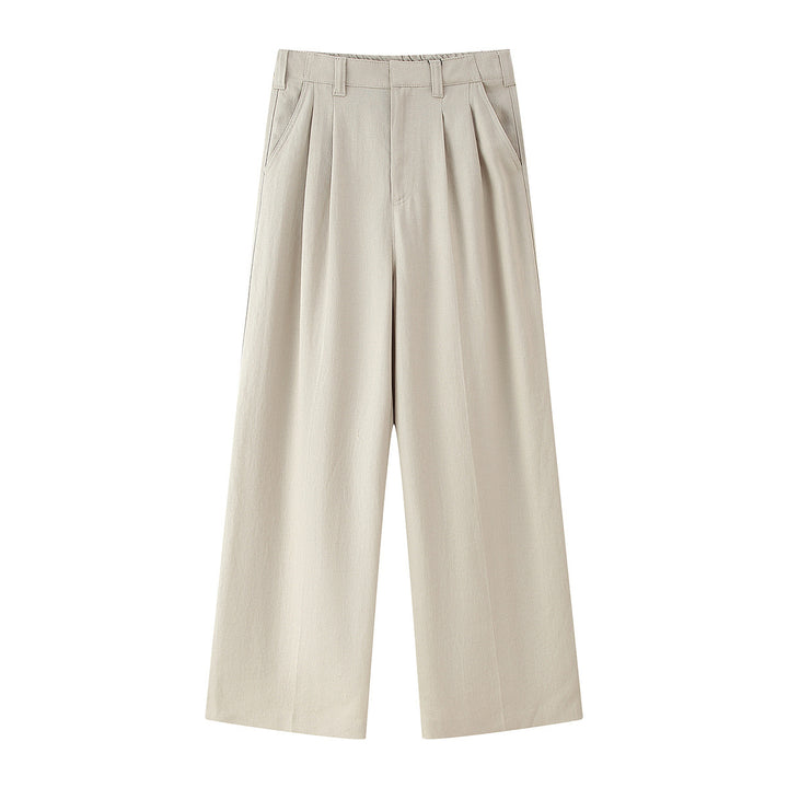 Damen elegante weite Anzughose mit Faltenwurf und hohem Bund Drune