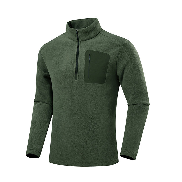 Herren Fleece-Pullover mit Viertel-Reißverschluss und verdeckter Brusttasche Drune