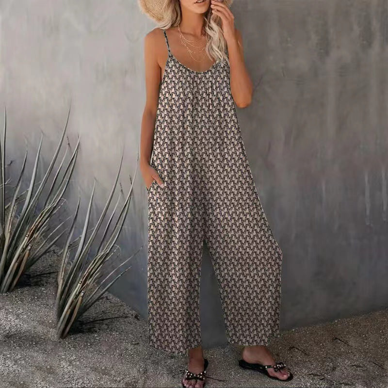 Damen lässiger Jumpsuit mit zartem Muster Drune