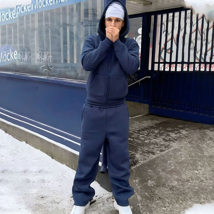 Herren nan Oversize Zip-Hoodie und Relaxed Sweatpants Set Drune