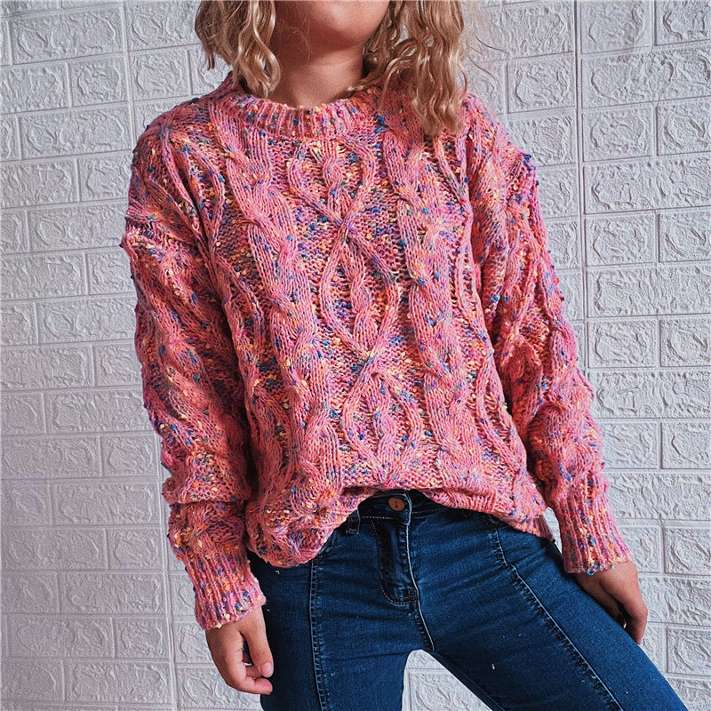 Damen grob gestrickter Pullover mit bunten Akzenten und lässigem Schnitt Drune