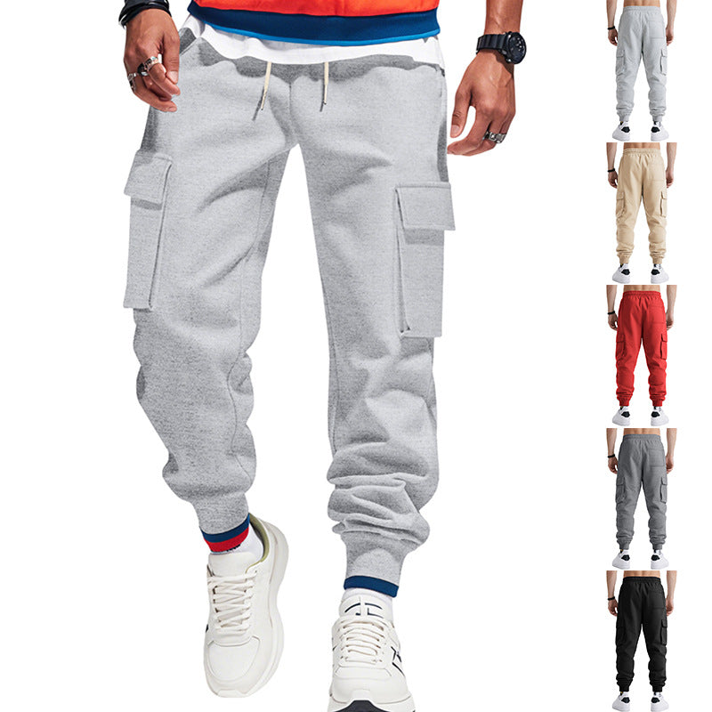Herren Cargo-Jogginghose aus Sweat mit elastischem Bund, Kordelzug, aufgesetzten Klappentaschen & gerippten Bündchen Drune