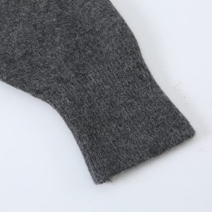 Damen Langer Kapuzen-Cardigan aus Feinstrick mit Knopfleiste und Rippbündchen Drune