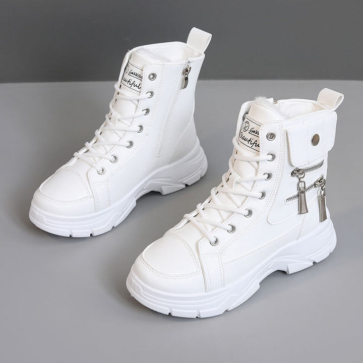 Damen High-Top Winterstiefel mit modischem Reißverschluss und dämpfender Sohle Drune