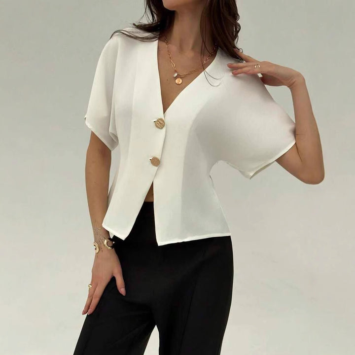 Damen Lockere Bluse mit umschlagbaren Ärmeln Drune