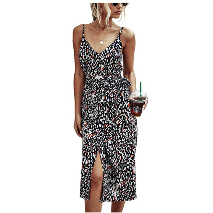 Damen Leichtes Wickelkleid mit schickem Schlitz und floralem Muster Drune