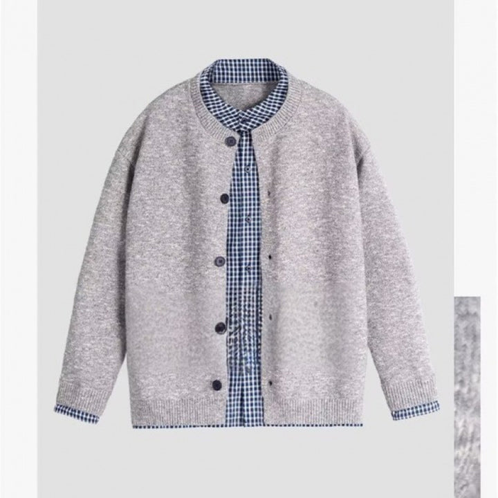 Damen Strickjacke mit modernem Kragen und integrierter Hemdoptik Drune