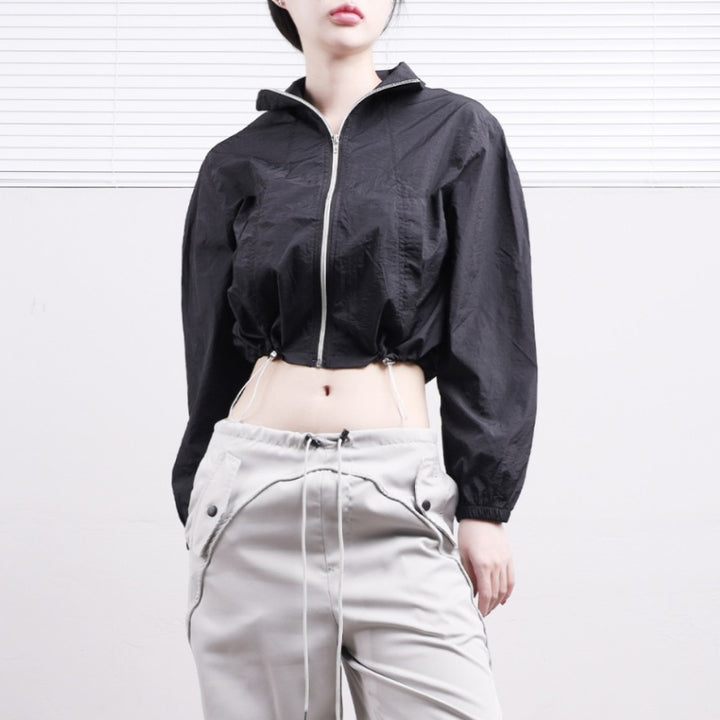 Damen luftige Cropped Windjacke Drune