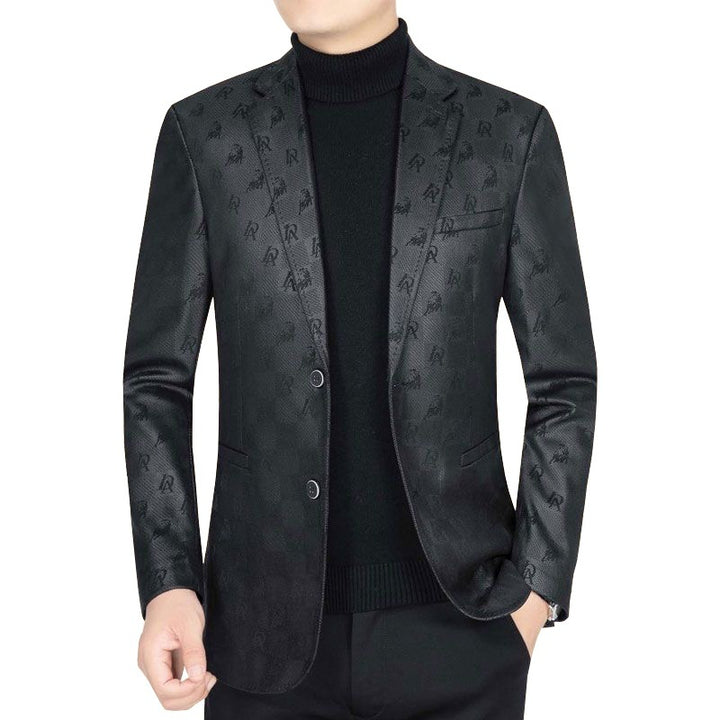 Herren Slim-Fit Sakko in Lederoptik mit fallendem Revers Drune