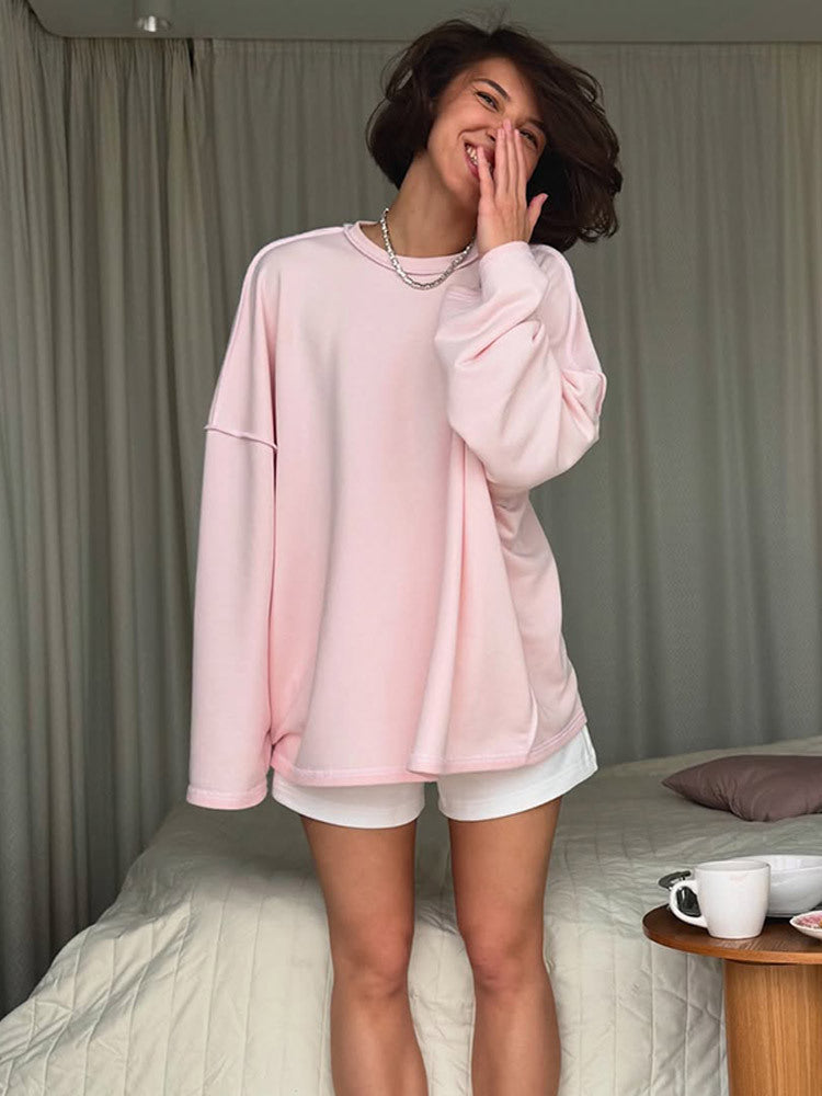 Damen Oversized Sweatshirt mit Raglanärmeln & extra langem Lounge‑Schnitt Drune