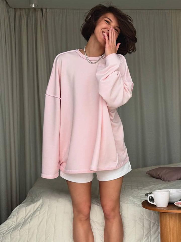 Damen Oversized Sweatshirt mit Raglanärmeln & extra langem Lounge‑Schnitt Drune