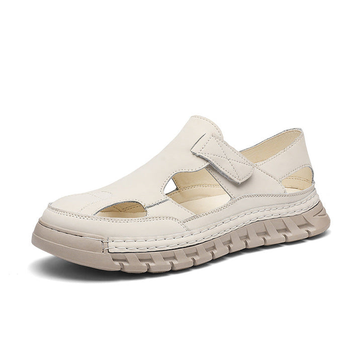 Damen Luftige Ledersandalen mit verstellbarem Klettverschluss Drune